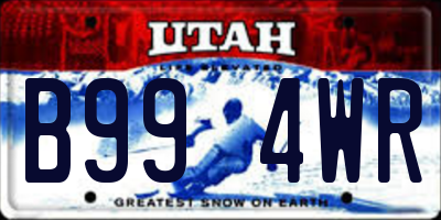 UT license plate B994WR