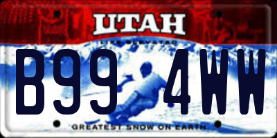 UT license plate B994WW