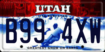 UT license plate B994XW