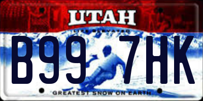 UT license plate B997HK