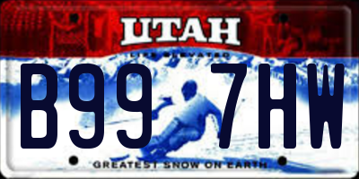 UT license plate B997HW