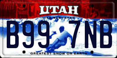 UT license plate B997NB