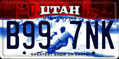 UT license plate B997NK