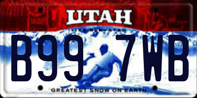 UT license plate B997WB