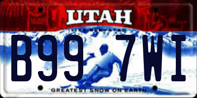 UT license plate B997WI