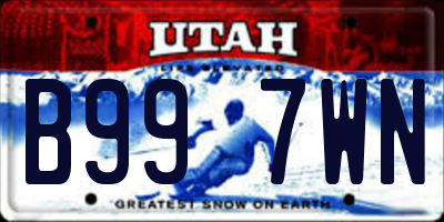 UT license plate B997WN