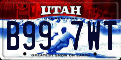 UT license plate B997WT