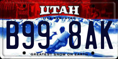 UT license plate B998AK