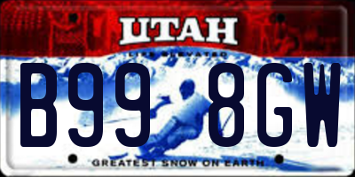 UT license plate B998GW