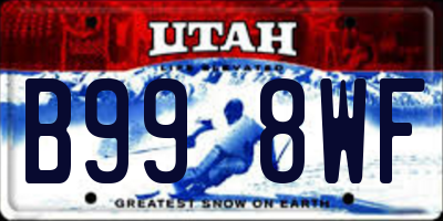 UT license plate B998WF