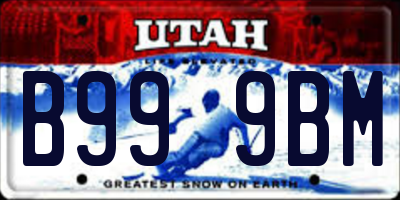 UT license plate B999BM