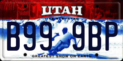 UT license plate B999BP