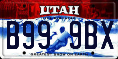 UT license plate B999BX