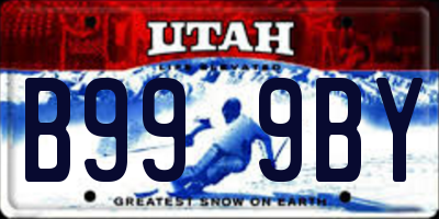 UT license plate B999BY