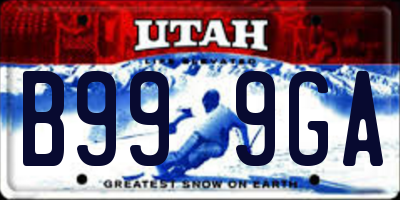 UT license plate B999GA