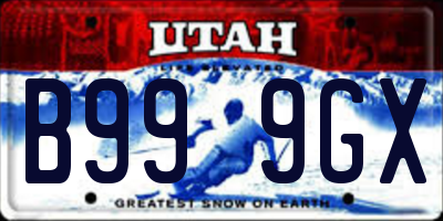UT license plate B999GX