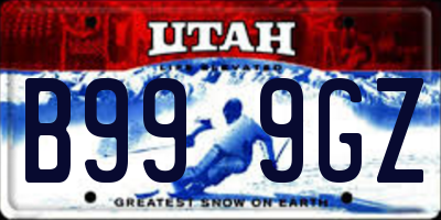 UT license plate B999GZ