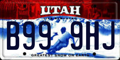 UT license plate B999HJ