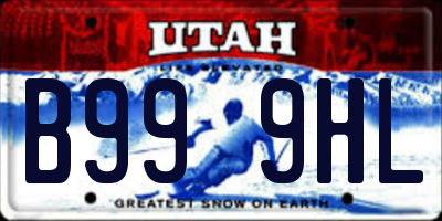 UT license plate B999HL
