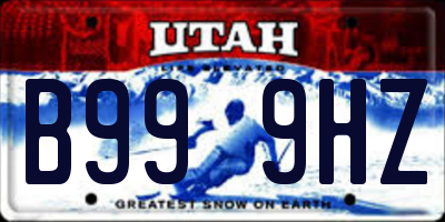 UT license plate B999HZ