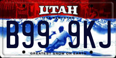 UT license plate B999KJ