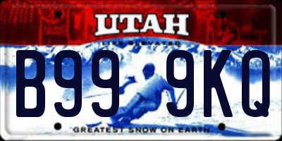 UT license plate B999KQ