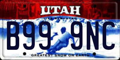 UT license plate B999NC