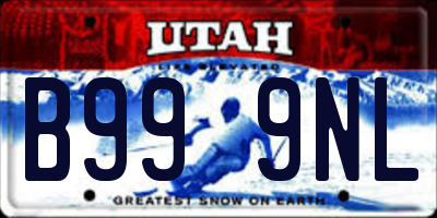 UT license plate B999NL