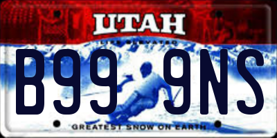 UT license plate B999NS