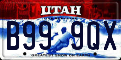 UT license plate B999QX