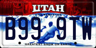 UT license plate B999TW