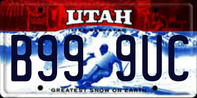 UT license plate B999UC