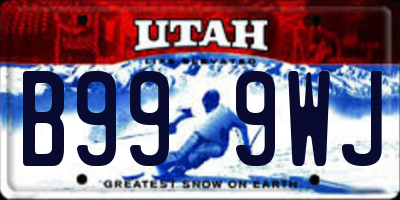 UT license plate B999WJ