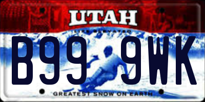 UT license plate B999WK