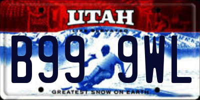 UT license plate B999WL
