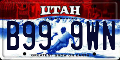 UT license plate B999WN