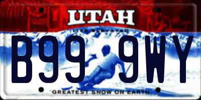 UT license plate B999WY