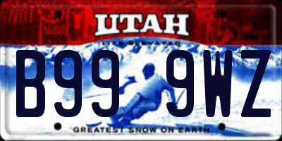 UT license plate B999WZ