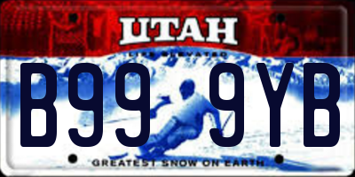 UT license plate B999YB