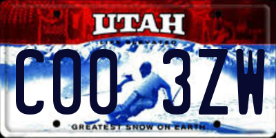 UT license plate C003ZW