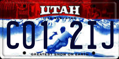 UT license plate C012IJ