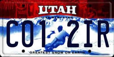 UT license plate C012IR