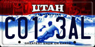 UT license plate C013AL