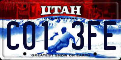 UT license plate C013FE