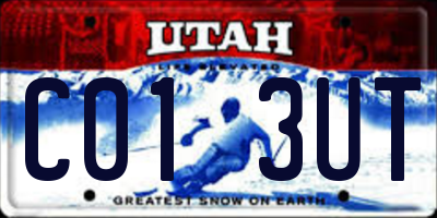 UT license plate C013UT