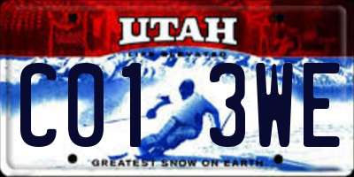 UT license plate C013WE