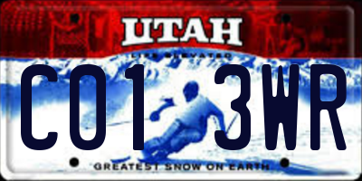 UT license plate C013WR
