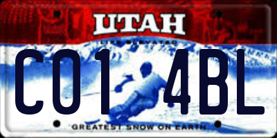UT license plate C014BL