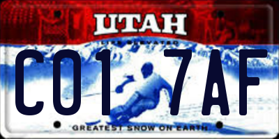 UT license plate C017AF