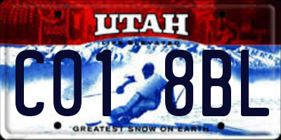 UT license plate C018BL